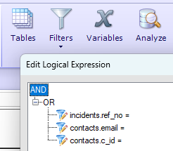Filters are used to be able to search based on contact or incident